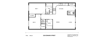 this floor plan is an approximation of a 1 bedroom floor plan