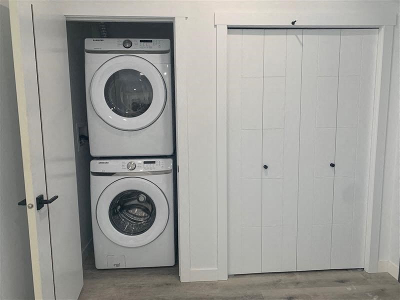 a washing machine and dryer in a closet