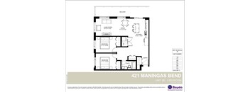 A floor plan for a 2 bedroom apartment at 421 Maningas Bend.