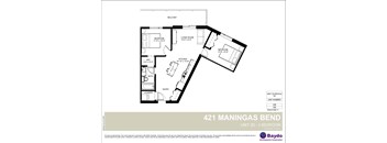 A floor plan for a 2 bedroom unit at 421 Maningas Bend.