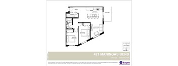 A floor plan for a 2 bedroom apartment at 421 Maningas Bend.