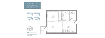a floor plan of a 1 bedroom apartment