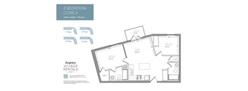 a floor plan of two bedroom condo unit with best rents