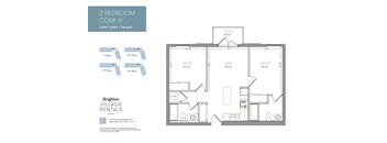a floor plan of two bedroom condo unit with 2nd and 3rd floor amenities