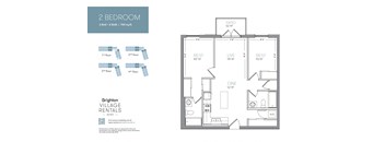 a floor plan of two bedrooms and a bathroom with a closet