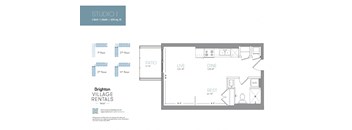 a floor plan of a unit with a bedroom and a living room