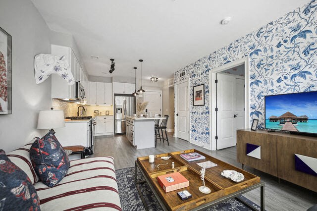 a living room with a couch and a table at Park Kennedy, Washington, 20003