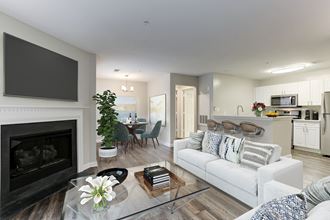 Living Room with Fireplace And TV at Westerly at Worldgate, Herndon, 20170