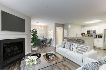 Living Room with Fireplace And TV Living Room with Fireplace And TV at Westerly at Worldgate, Herndon, 20170 - Photo Gallery 5