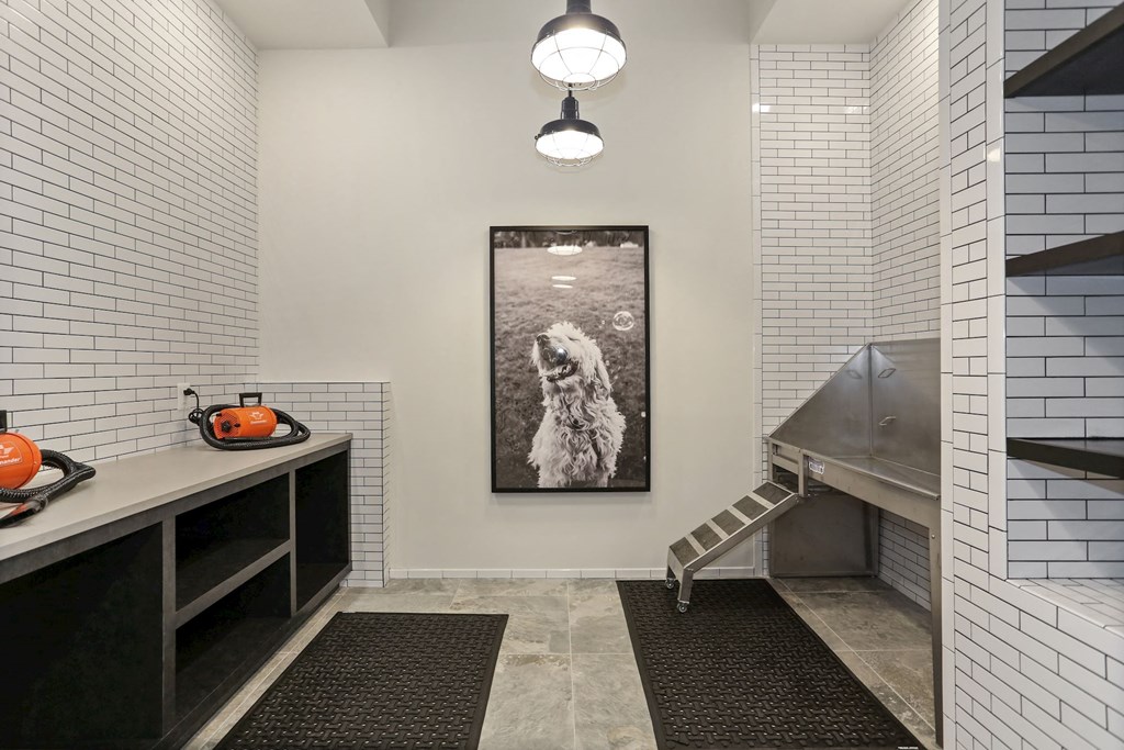 this is a photo of the kitchen of a 560 square foot, 1 bedroom apartment at as at Vyne One Loudoun, Virginia