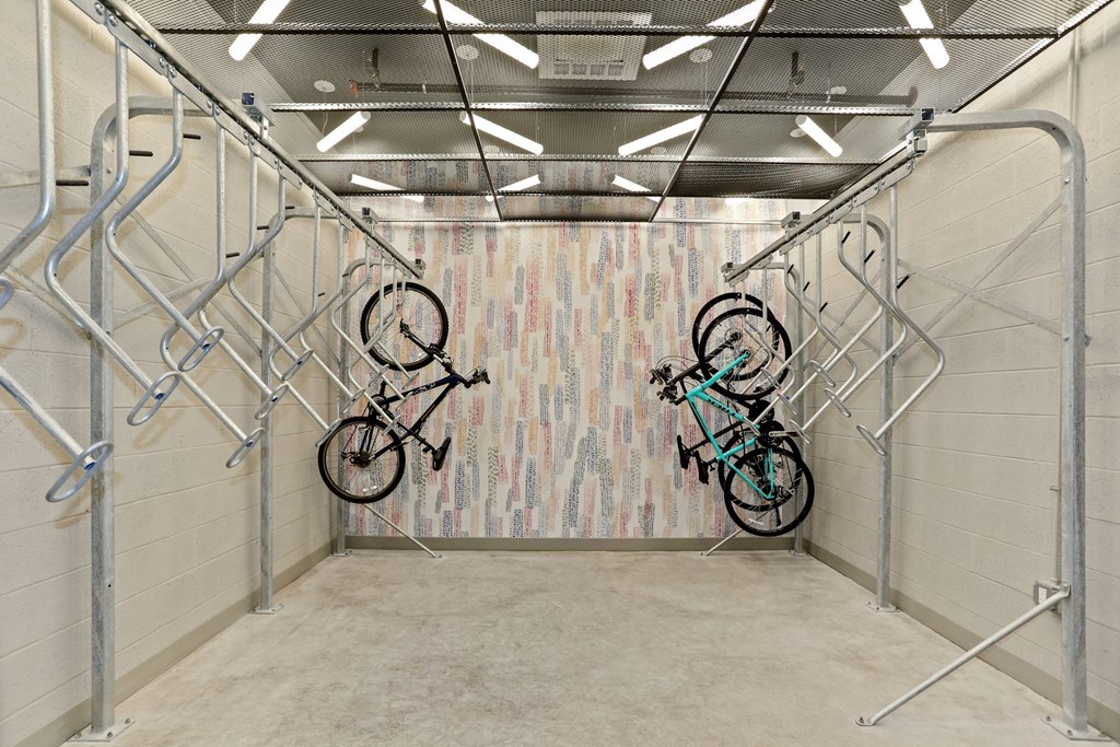 a large bike rack with two bikes on the wall at Vyne One Loudoun, Virginia, 20147