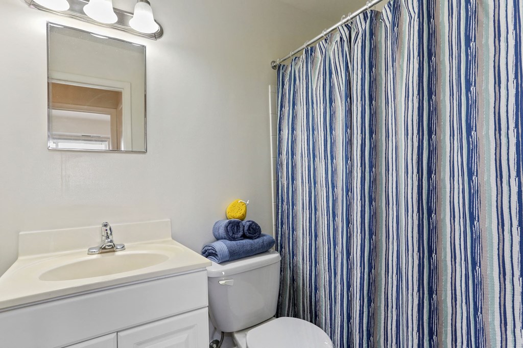 Renovated Bathrooms With Quartz Counters at The Fields of Alexandria, Virginia