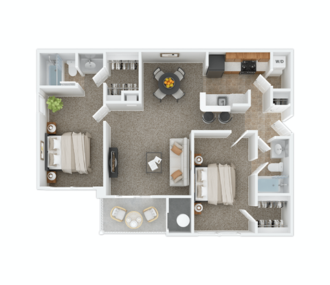 2 Bed 2 Bath Floor Plan at The Fields at Lorton Station, Lorton, VA