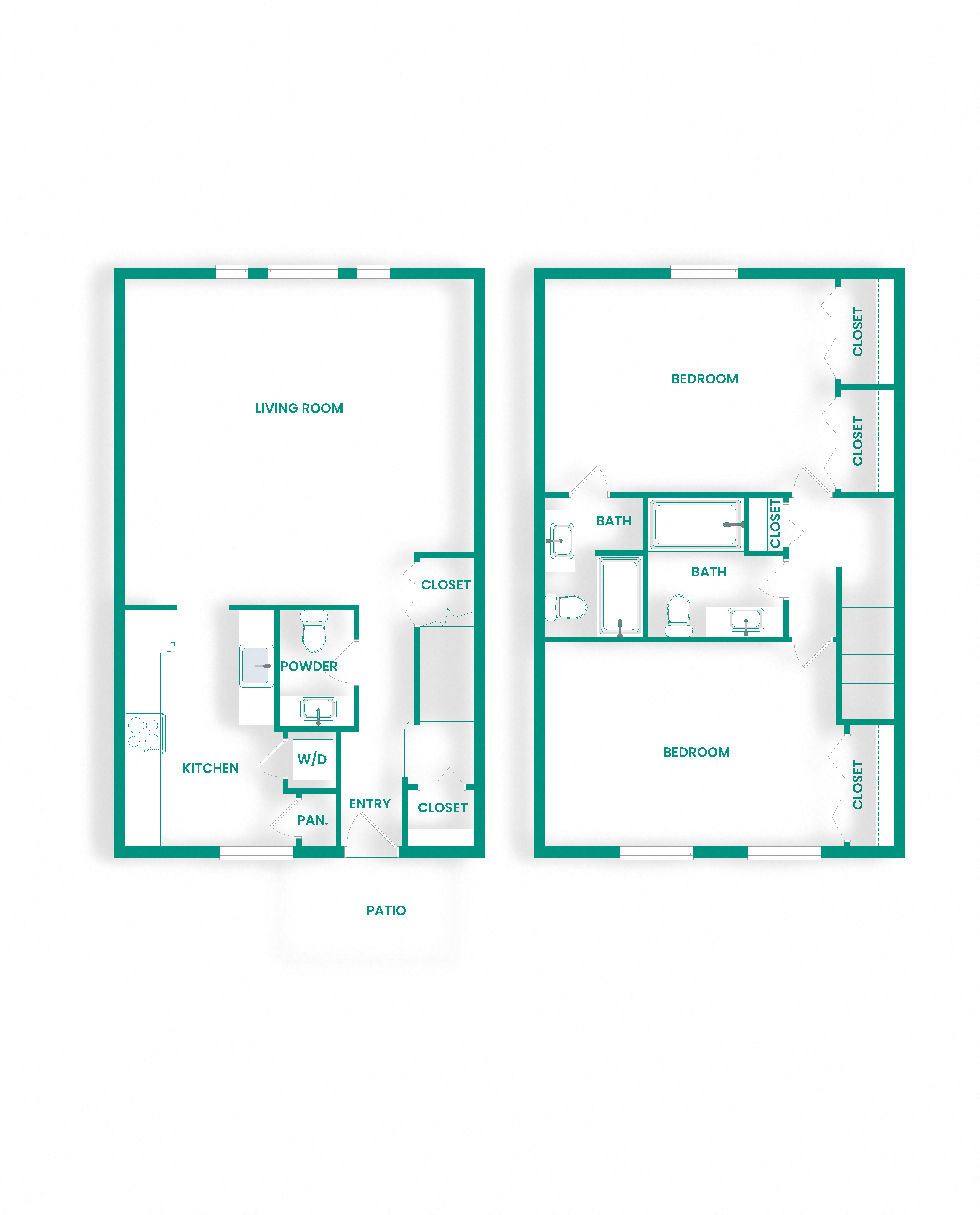 BTH2 Townhome Floor Plan at Amberleigh Apartments in Fairfax, VA
