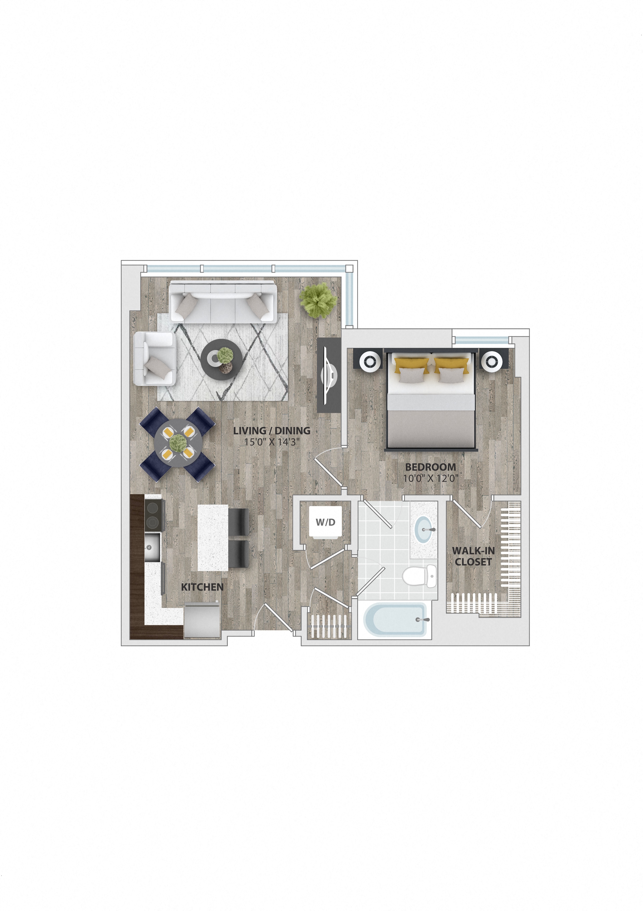 1B1 Floor Plan at 1405 Point, Baltimore