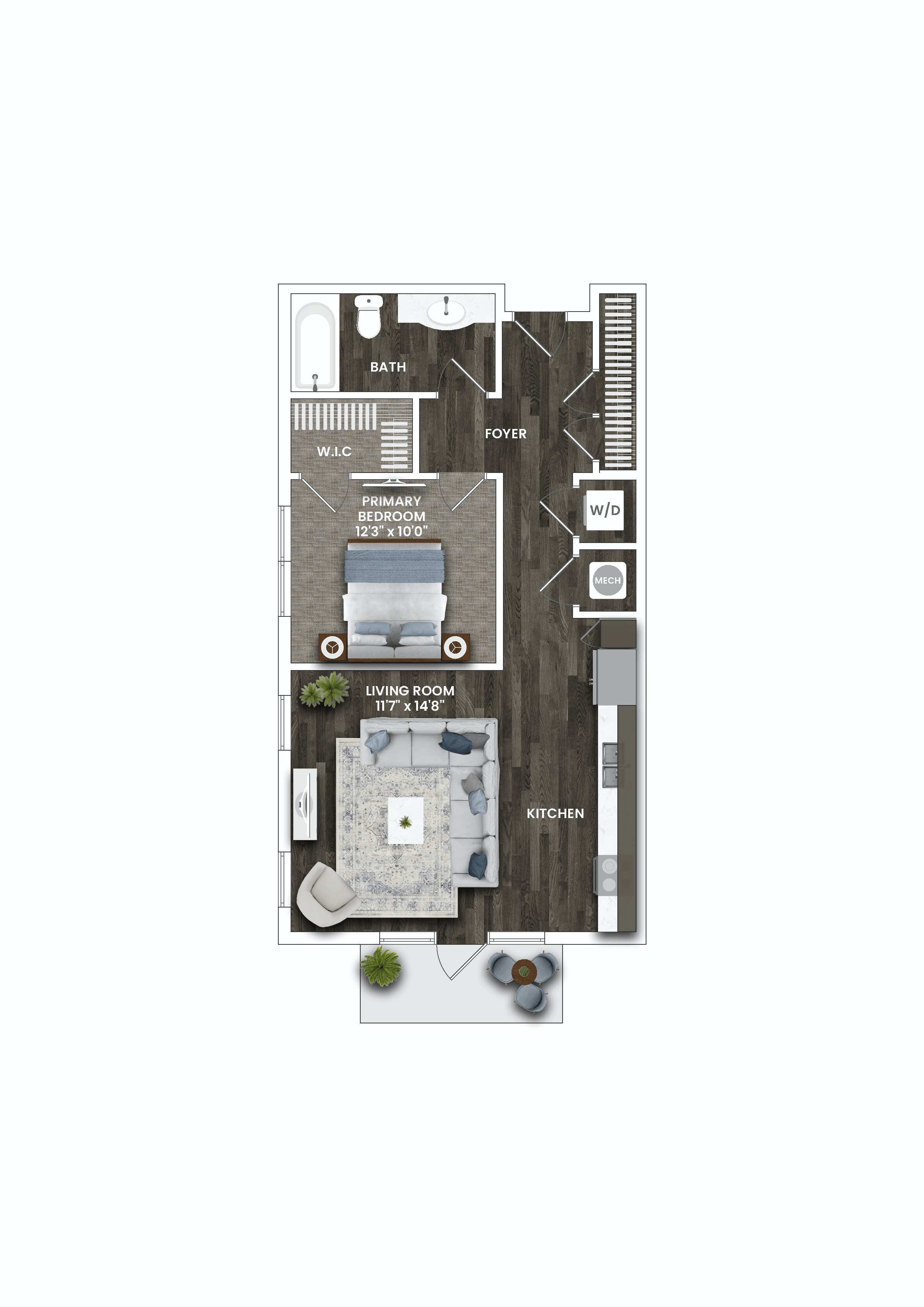 1B-2 Floor Plan at La Unión, Tampa, FL 33605