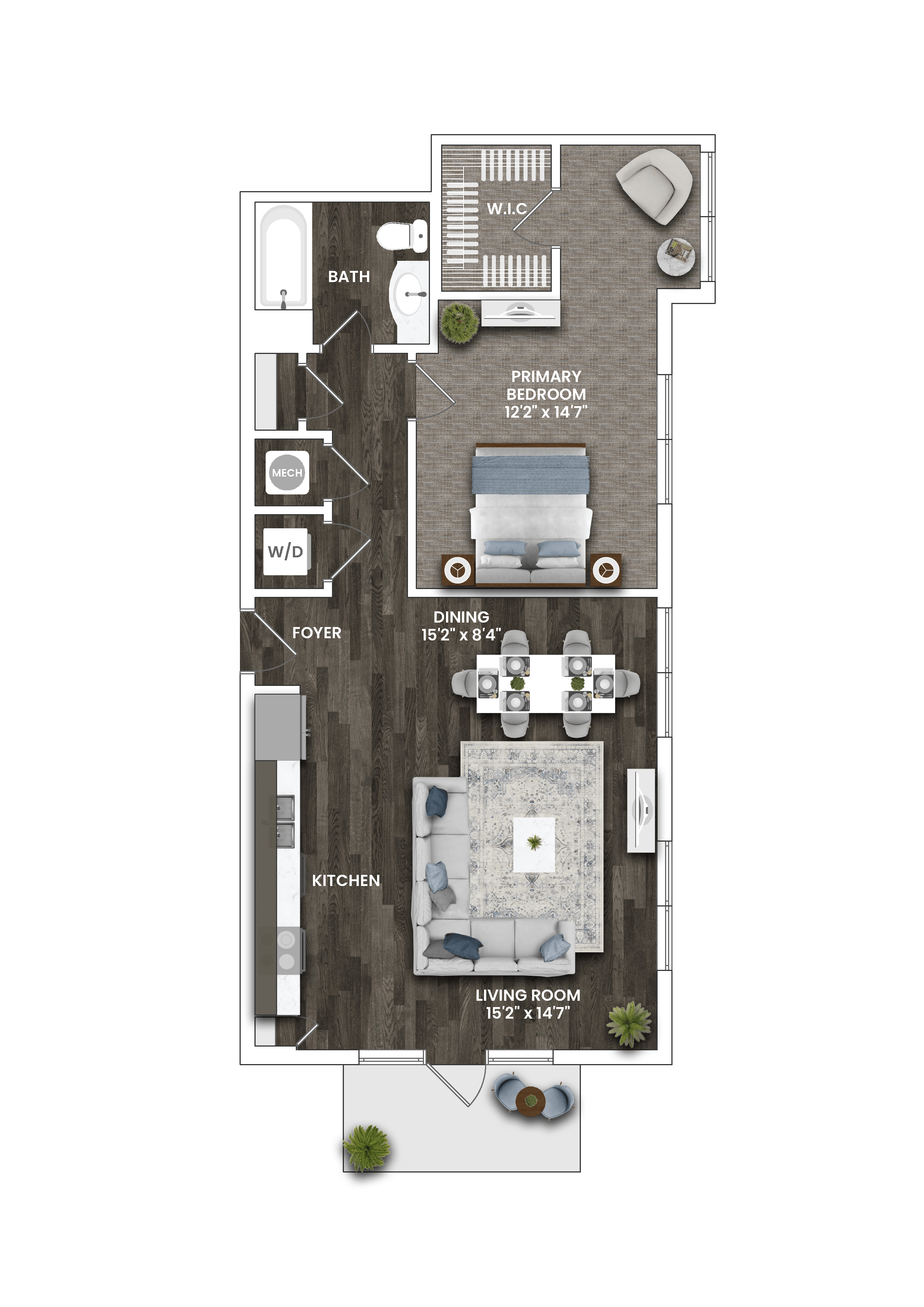 a floor plan of a 1 bedroom floor plan with a bathroom and a living room
