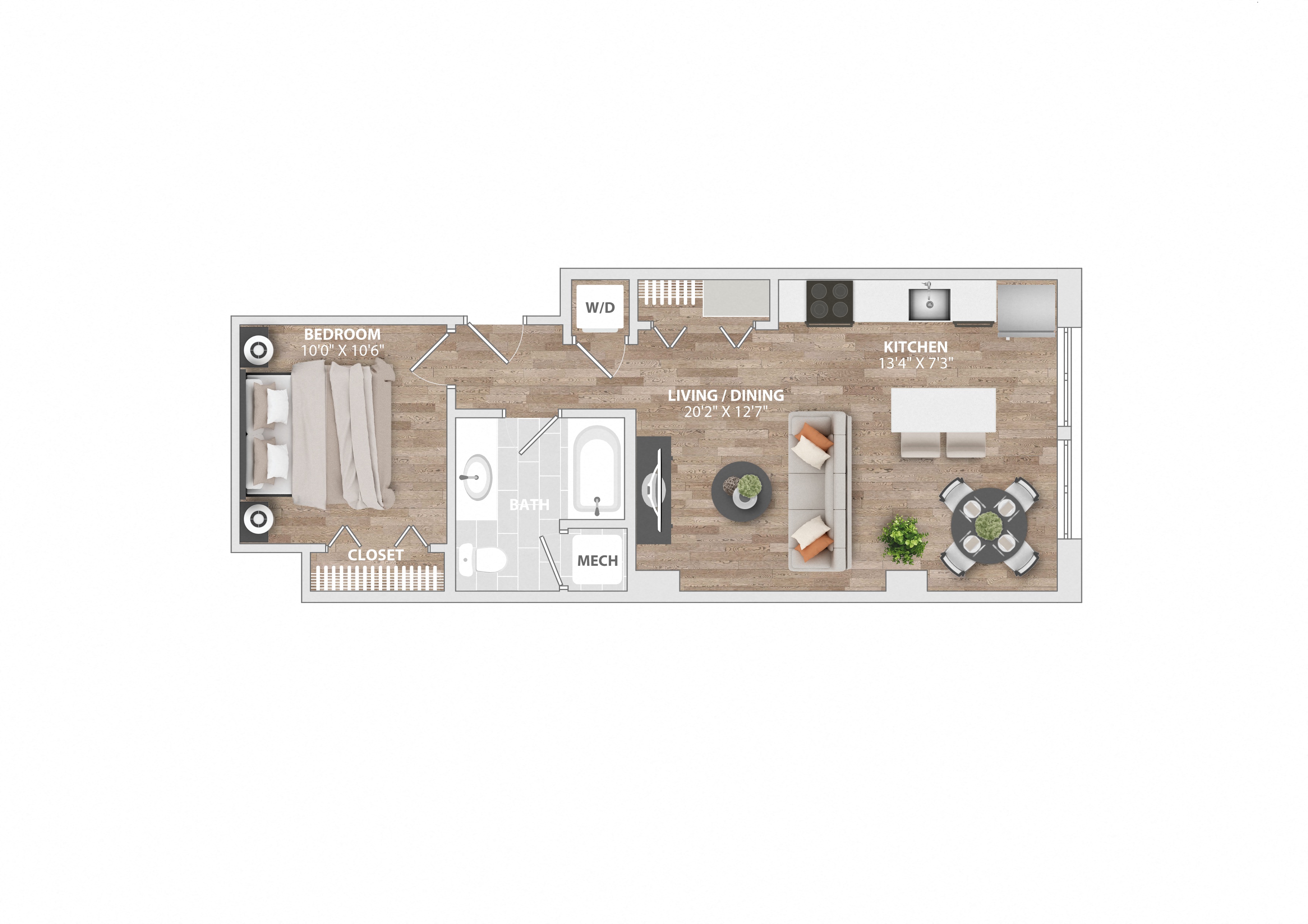 1B-B Floor Plan at Allied Harbor Point, Baltimore