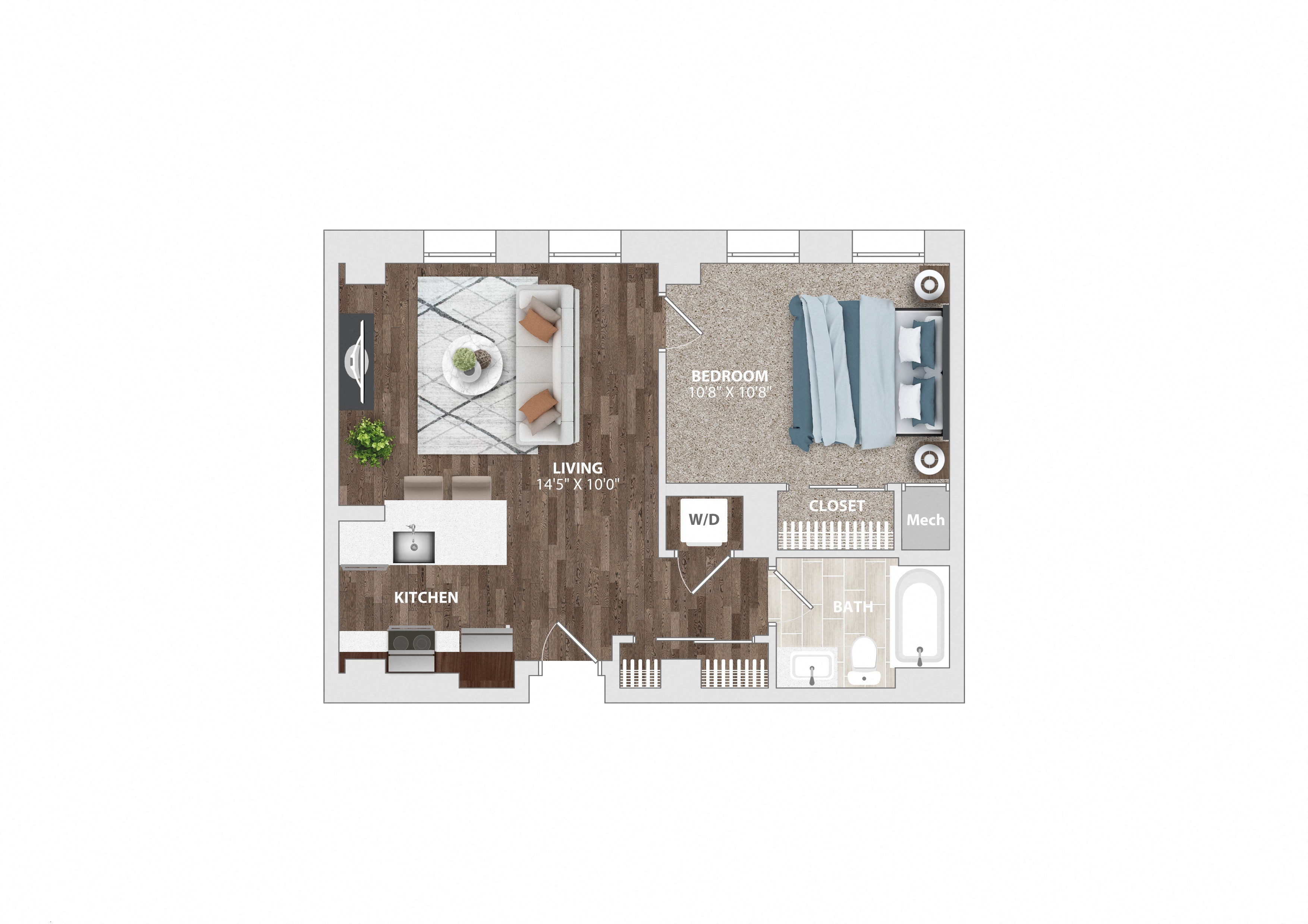 bedroom floor plan |  at The Harriet at the Equitable Building, Baltimore, 21202