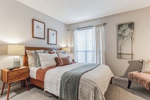 our apartments offer a bedroom with a king sized bed at Brampton Moors, Cary