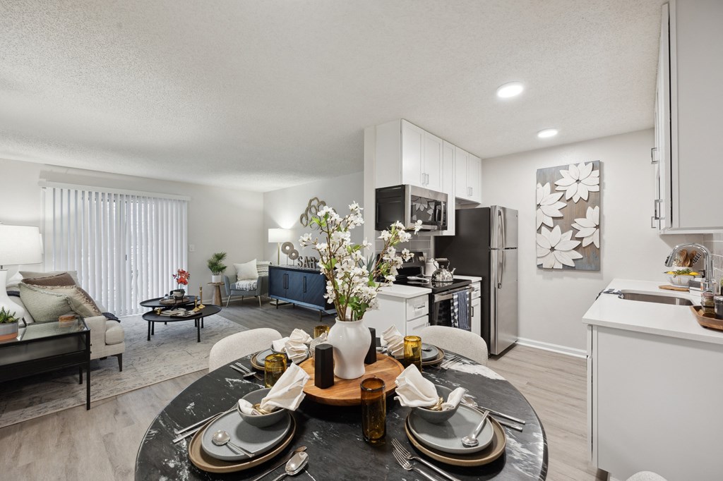 our apartments offer a spacious living room dining room and kitchen at St. Andrews Reserve, North Carolina, 28412