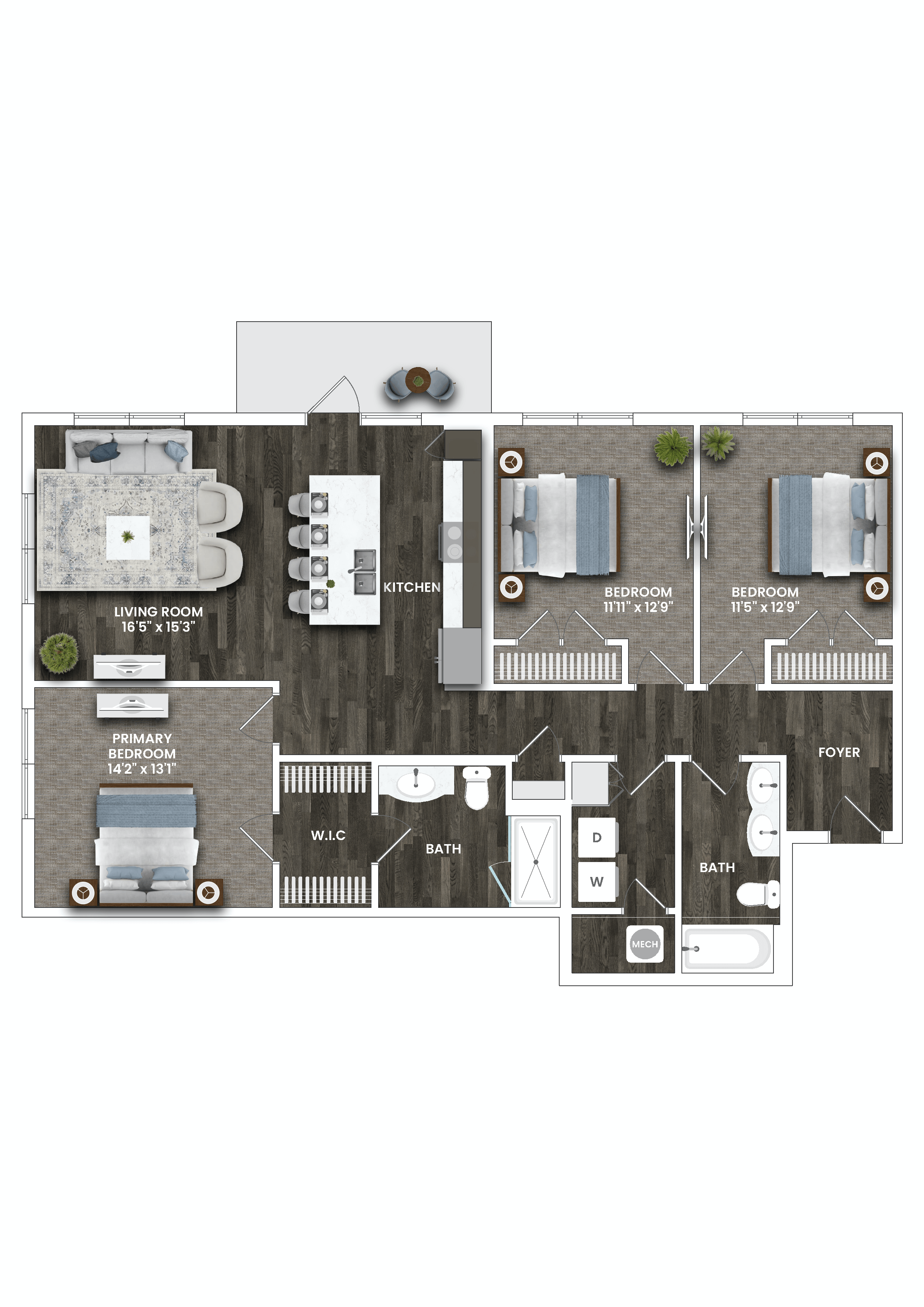 a 1 bedroom floor plan  503 square feet