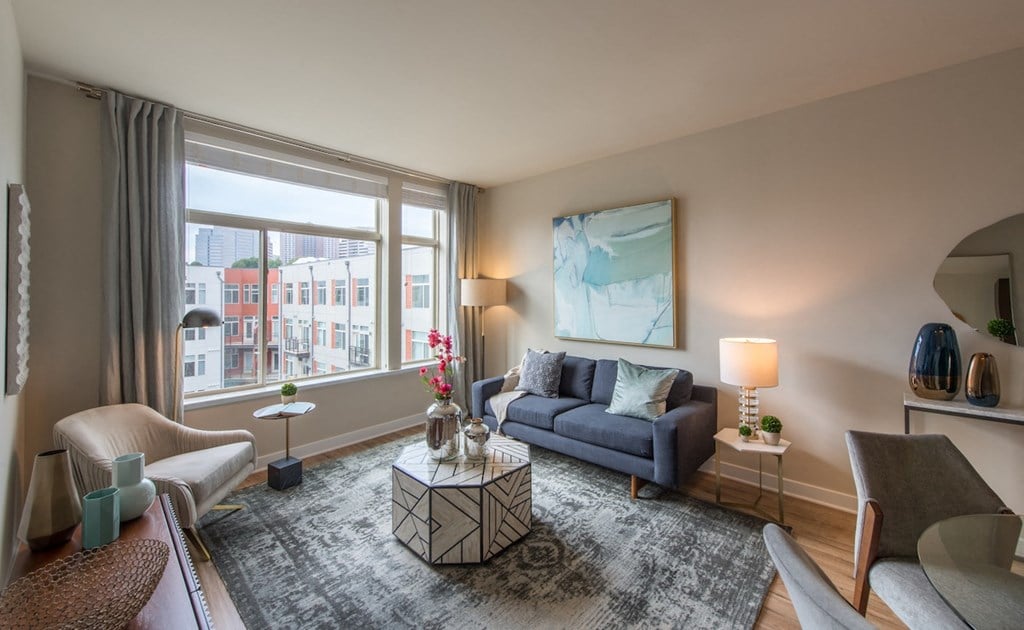 Living Room at Highgate at the Mile Apartments, McLean, VA 22102
