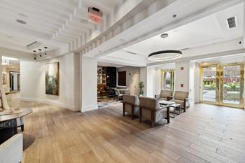 the preserve at cardinal courts lobby area with tables and chairs at Lincoln Old Town, Alexandria Virginia