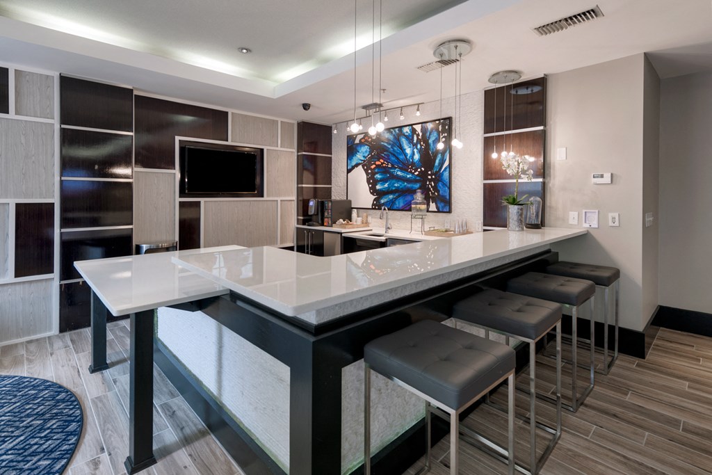 Fitted Kitchen With Island Dining at 800 Carlyle, Virginia