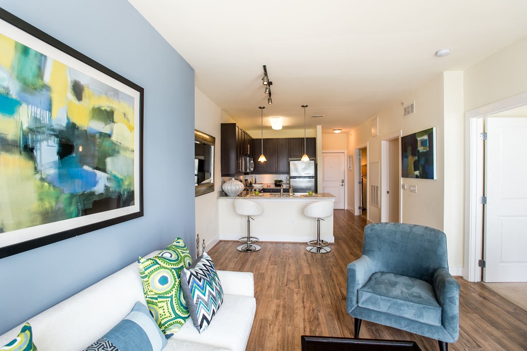Living Room and Kitchen at 800 Carlyle, Virginia, 22314