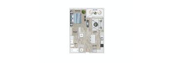 1 bed 1 bath A1 floor plan  at Metropolitan at the Riverwalk, Wilmington, 28401