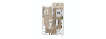 1 bed 1 bath A1 Floor Plan at Preston Ridge, North Carolina, 27513