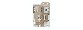 1 bed 1 bath A1-2 Floor Plan at Preston Ridge, North Carolina, 27513
