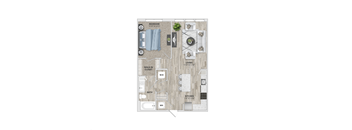1 bed 1 bath A1 floor plan  at Metropolitan at the Riverwalk, Wilmington