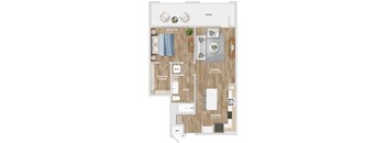 A10A Floor Plan at Hawkins Press Apartments, Charlotte, 28203