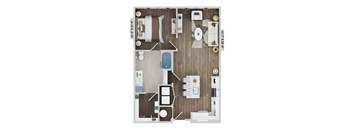 1 bedroom 1 bath A12A Floor Plan at The Sully, Virginia