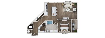 1 bedroom 1 bath A15A Floor Plan at The Sully, Chantilly, VA, 20151