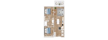 A16D Floor Plan at Hawkins Press Apartments, North Carolina, 28203