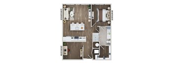 1 bedroom 1 bath A1AD Floor Plan at The Sully, Chantilly