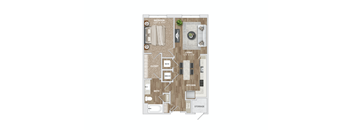 1 bed 1 bath A2 Floor Plan at Preston Ridge, Cary, 27513