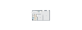 a floor plan of a small house with a bedroom and a living room