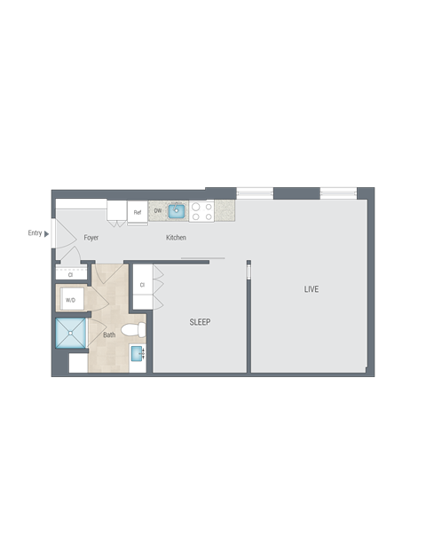 a floor plan of a small house with a bedroom and a living room
