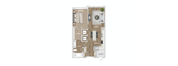 1 bed 1 bath A2-1 Floor Plan at Preston Ridge, North Carolina