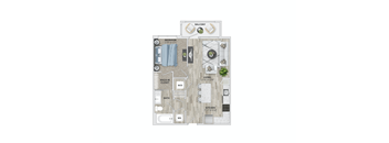 1 bed 1 bath A2.1 floor plan  at Metropolitan at the Riverwalk, North Carolina, 28401