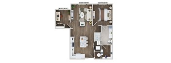 1 bedroom 1 bath A2AD Floor Plan at The Sully, Virginia