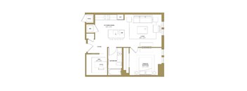 A floor plan of a house with a living room, dining room, kitchen, and multiple bathrooms.