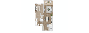 1 bed 1 bath A3 Floor Plan at Preston Ridge, North Carolina