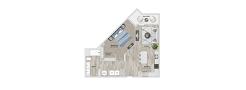 1 bed 1 bath A3.1 floor plan  at Metropolitan at the Riverwalk, Wilmington, NC
