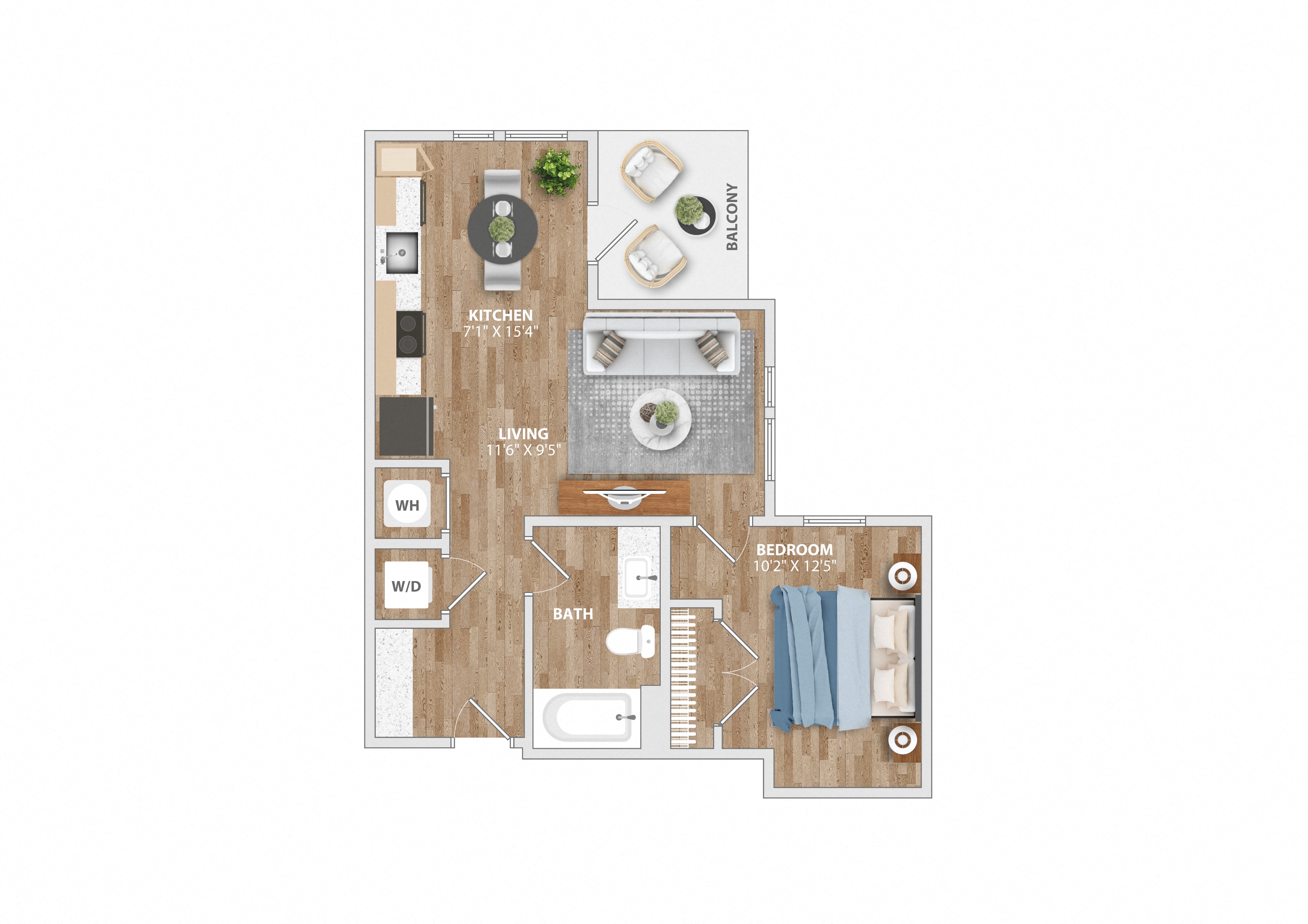 1 bedroom 1 bath A at Hawkins Press, Charlotte, North Carolina