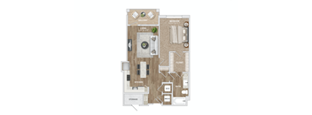 1 bed 1 bath A4 Floor Plan at Preston Ridge, Cary, 27513